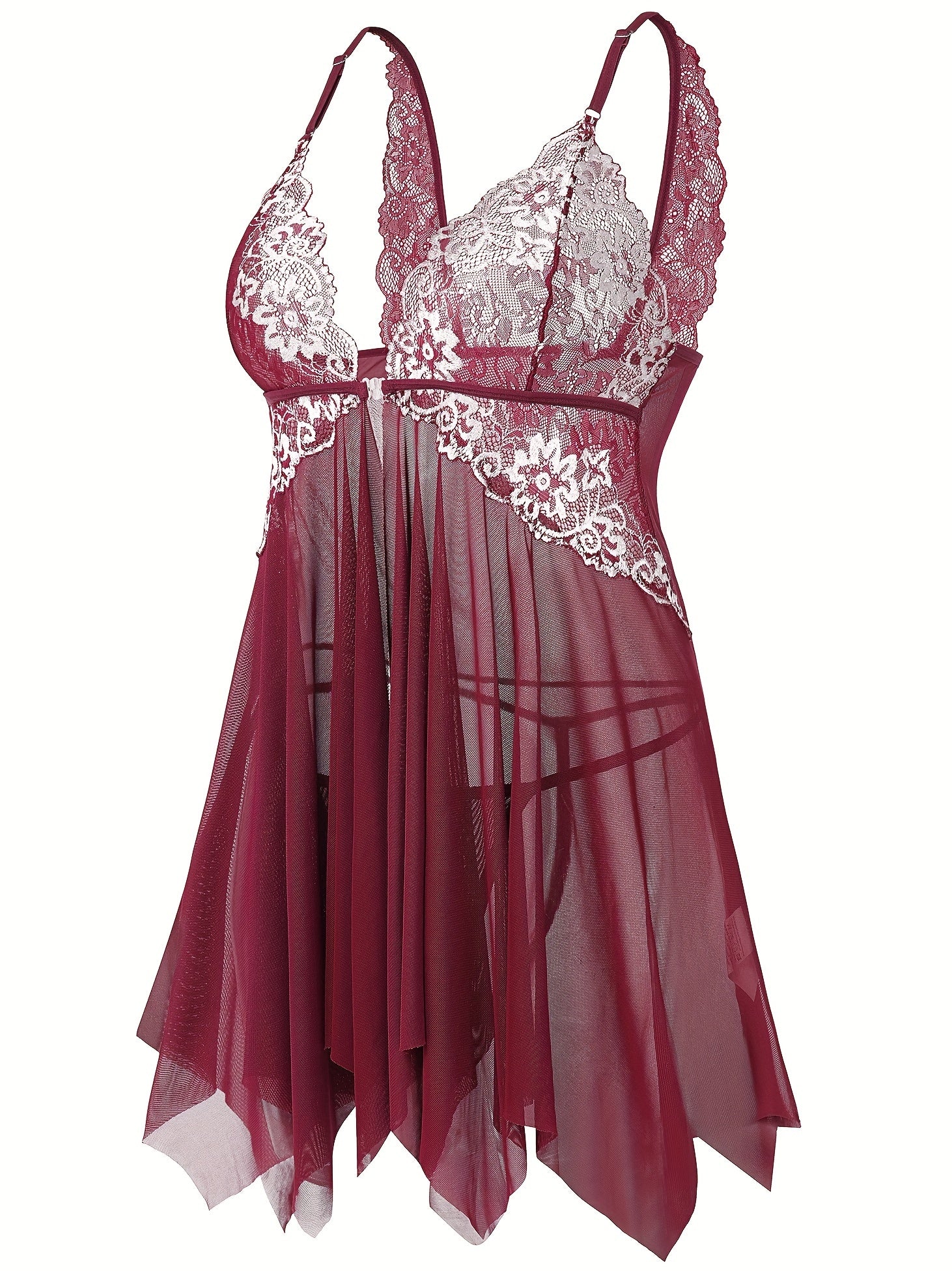 Ayollar uchun gul naqshli tikilgan ichki kiyim kiyingan libos, kattaroq o'lcham, tarmoqli slip va thong bilan