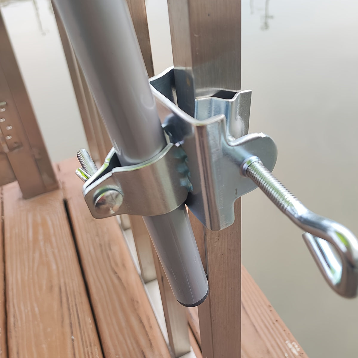 Stainless Steel Patio Umbrella Holder for Deck Balcony Railing Picnic Table