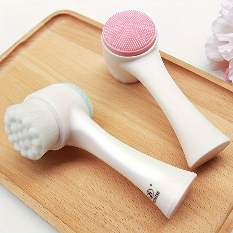 Unisex Silicone Face Cleanser Dual Soft Brushes Exfoliating Massager Fragrance-Free