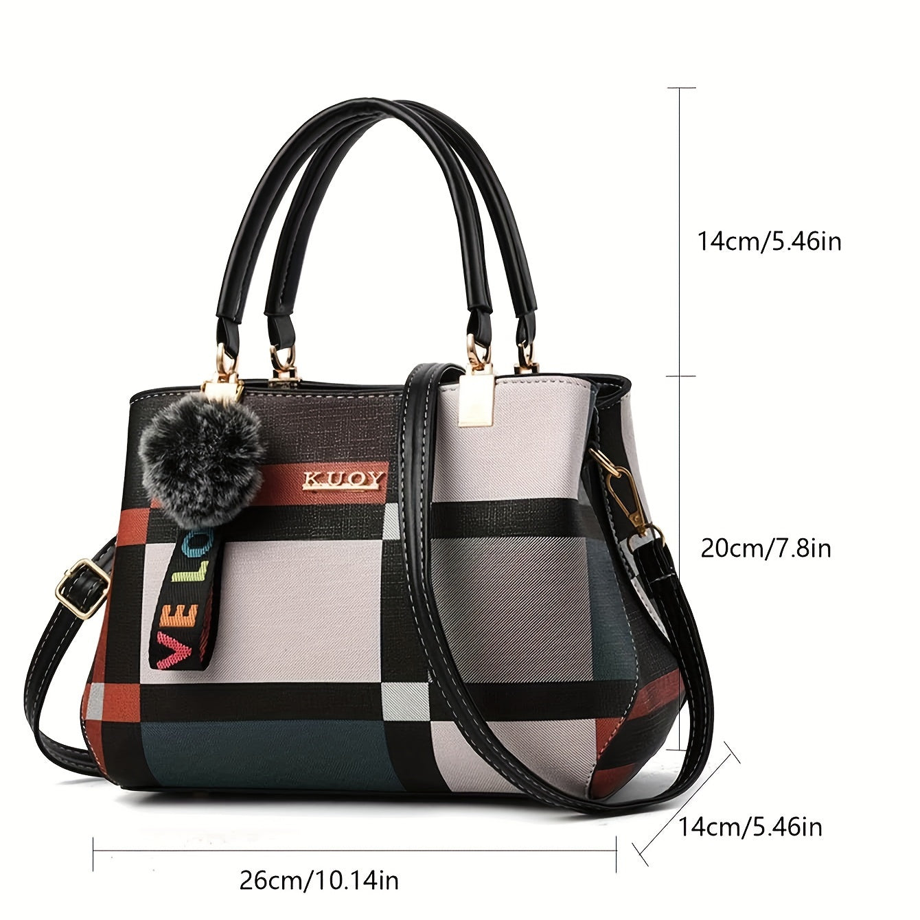 Элегантная сумка через плечо из искусственной кожи с клетчатым узором и магнитной застежкой для официальных мероприятий и работы