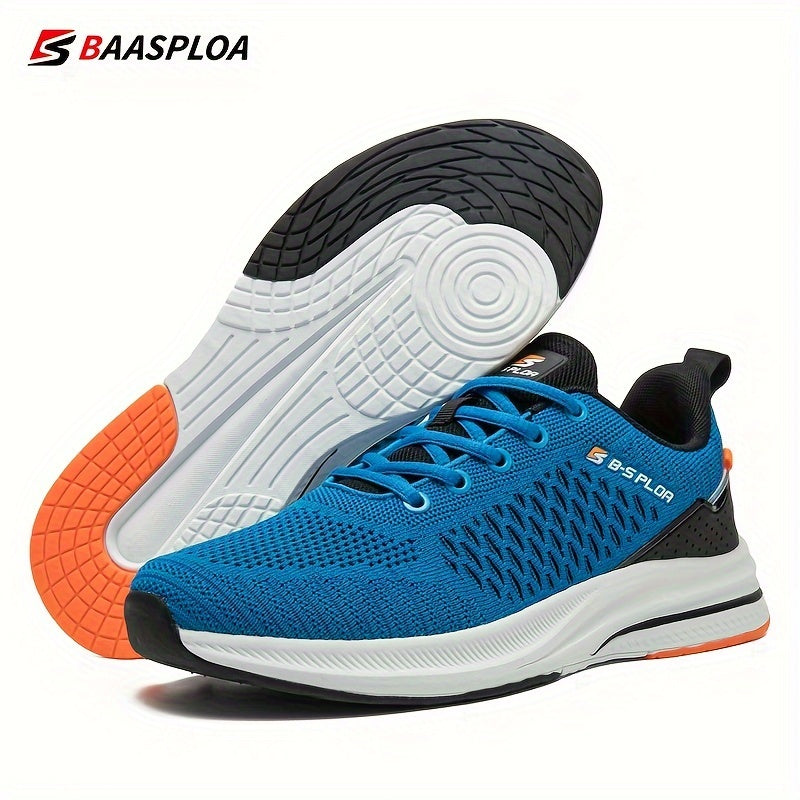 BAASPLOA erkaklar uchun qora va sariq yugurish poyafzallari, nafas oladigan to'r va MD/TPR taglik bilan kundalik va sport maqsadlari uchun.