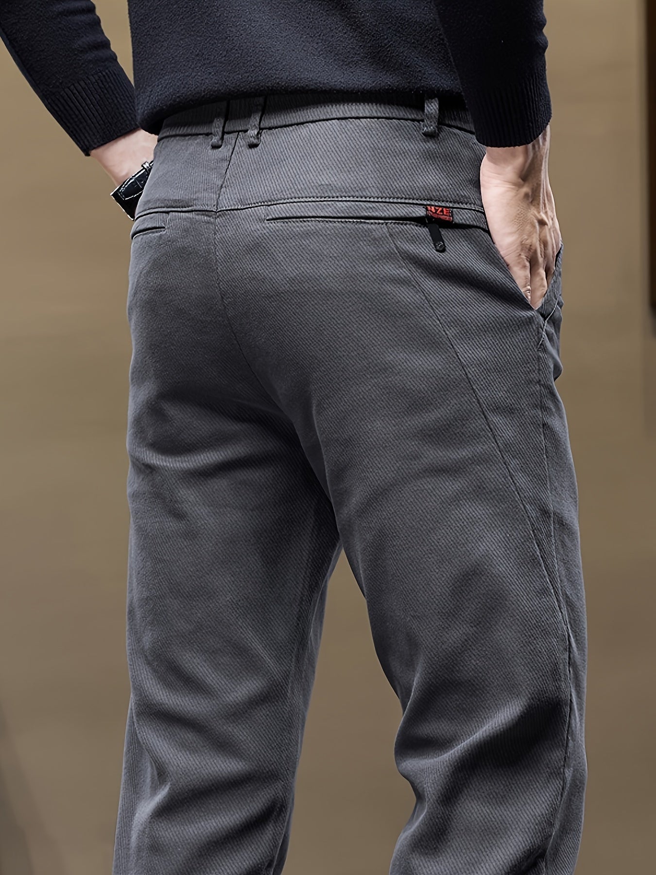 Men's Slim Fit Straight Leg Pants Cotton Blend Casual Business Fall Winter 9-Inch Inseam