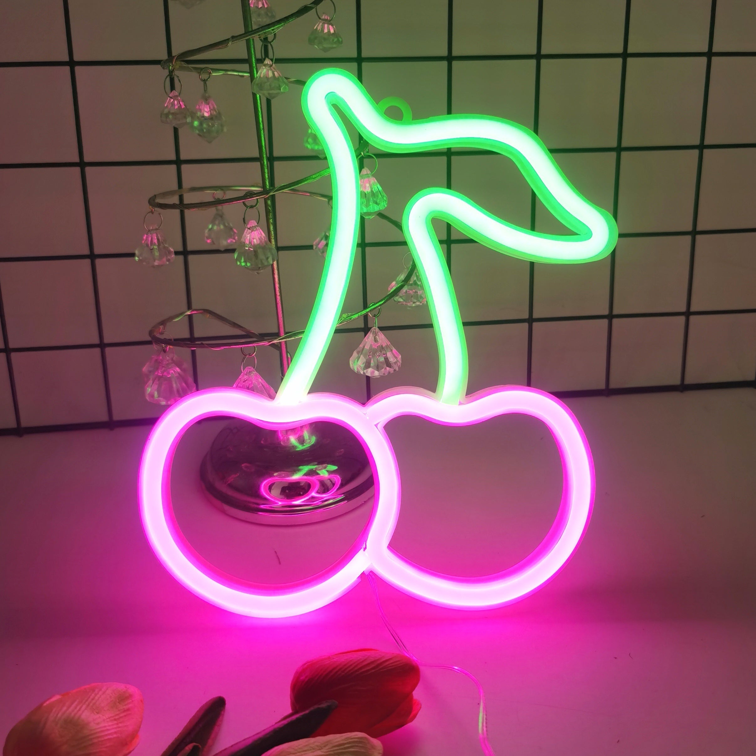 Cherry Neon LED Light Sign for Kids Rooms Bars Restaurants Birthday Parties