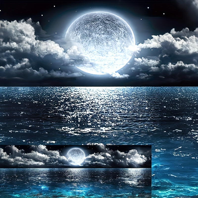 Современное абстрактное морское и ночное лунное настенное искусство на холсте, постер для украшения спальни и гостиной