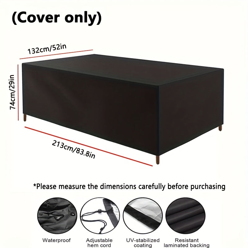 Outdoor Rectangular Table and Chair Cover Polyester Waterproof UV Resistant Black