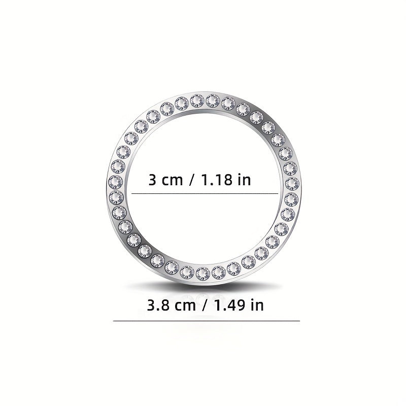 Car Decor Blue Artificial Diamond Rhinestone Switch Button Ring