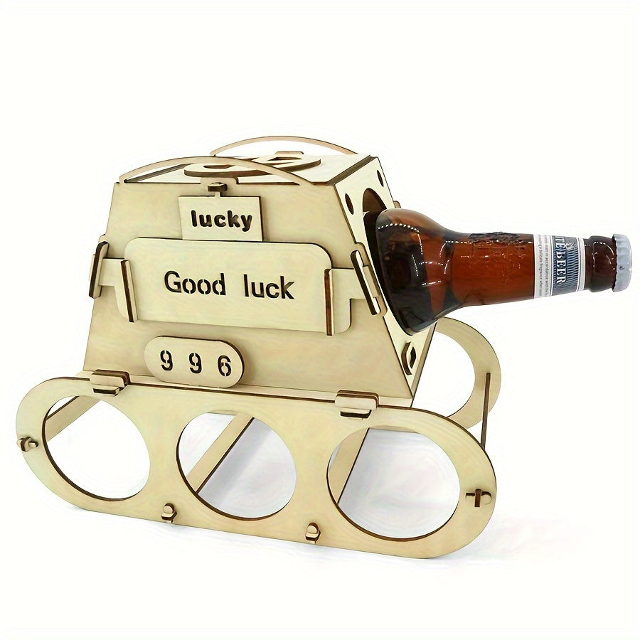 Wooden Wine Rack for 4 Bottles, Home Bar and Kitchen Decor, Perfect Gift