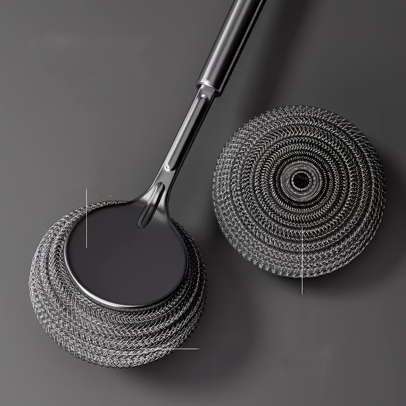 Set of 2 Stainless Steel Kitchen Scrubbers with Handles for Dish and Pot Cleaning