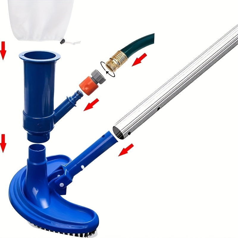 Pool Vacuum Cleaner Tools Set with Suction Head Brush and Spa Fountain for Pool Cleaning