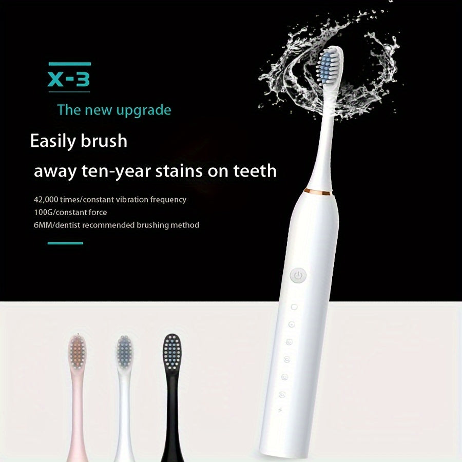 Cepillo de dientes eléctrico recargable para encías sensibles, 6 modos, 4 cabezales de repuesto