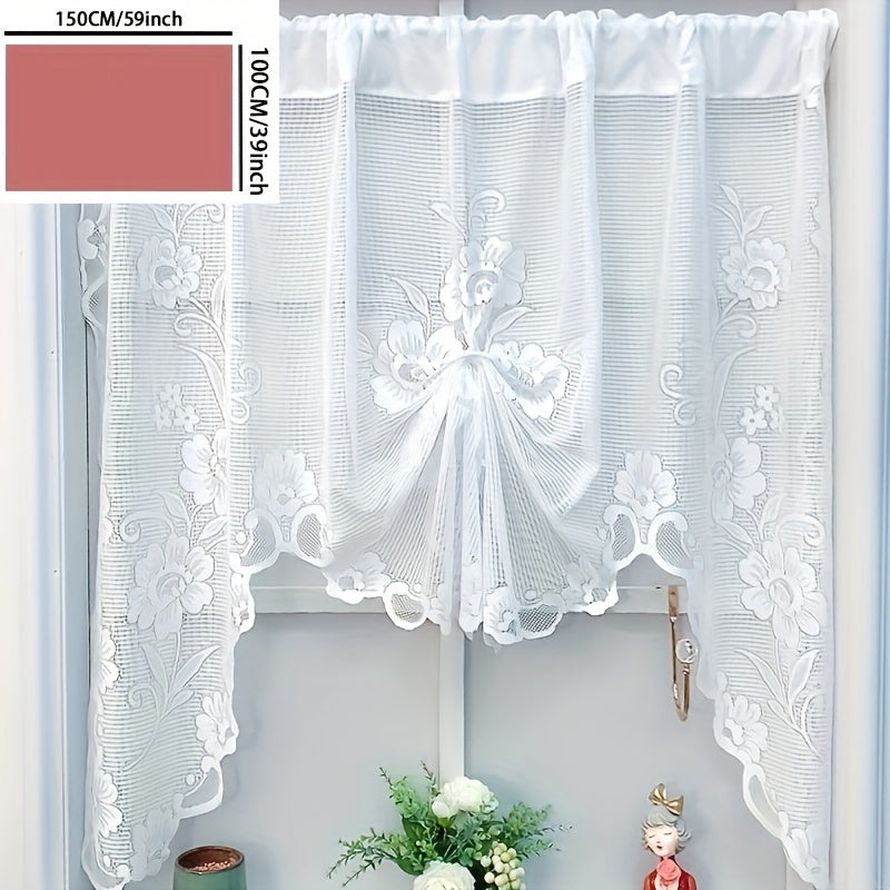 Floral Lace Sheer Curtain with Rod Pocket for Living Room and Bedroom Decor