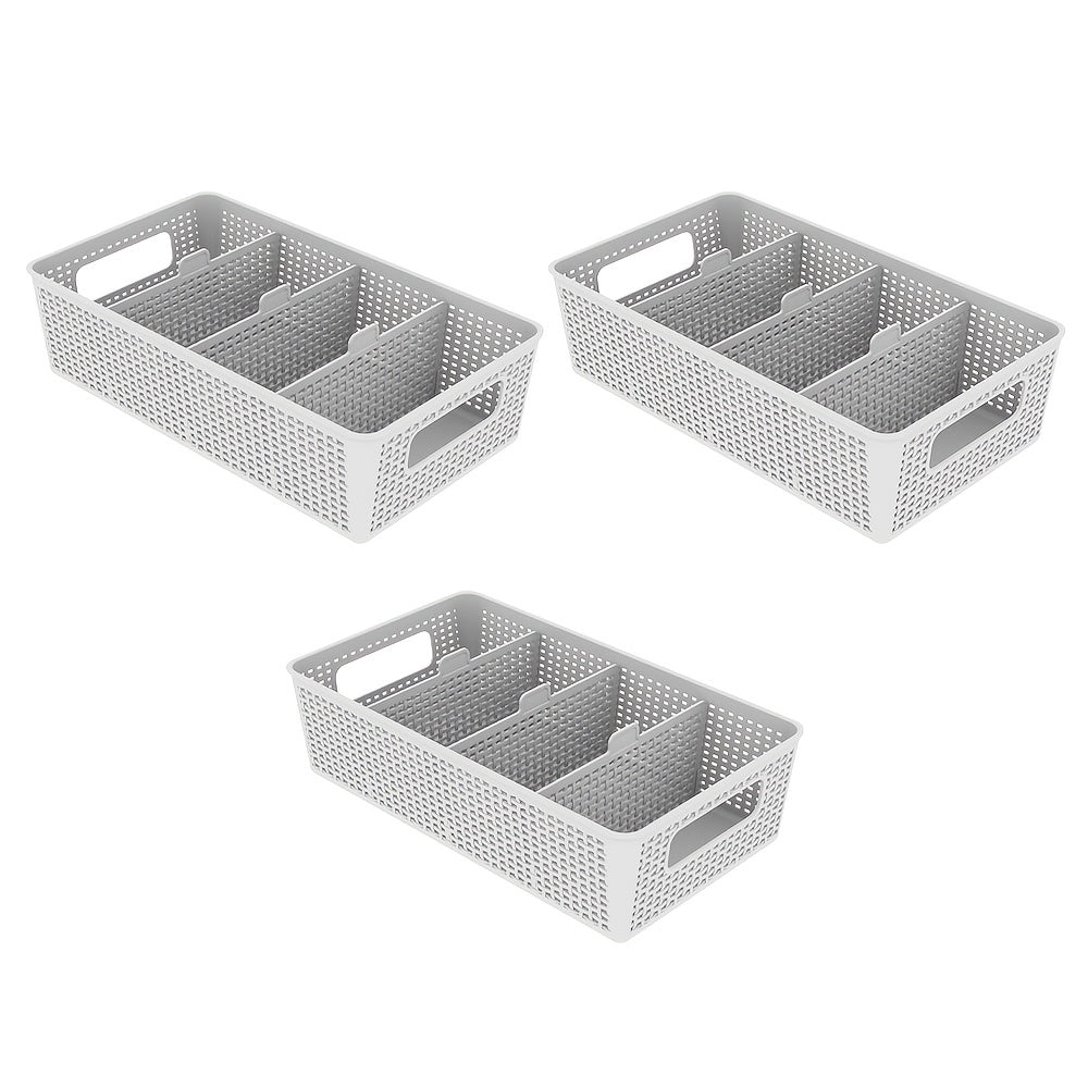 Multi-Purpose Woven Storage Box with Divider for Bathroom and Kitchen Cabinets 1-8 Pieces