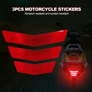 3pcs Reflective Motorcycle Stickers Warning Ladder Arrow Tail Wing Bumper Tape