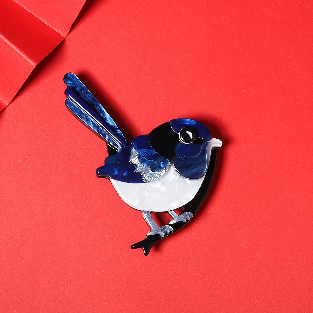 Mini Bird-Shaped Acrylic Animal Brooch for Women Clothing Accessory