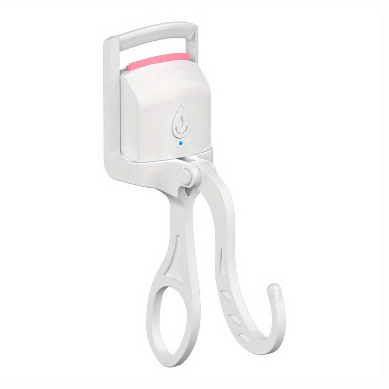 USB Rechargeable Electric Eyelash Curler with Silicone Clip White Pink Long-Lasting Safe