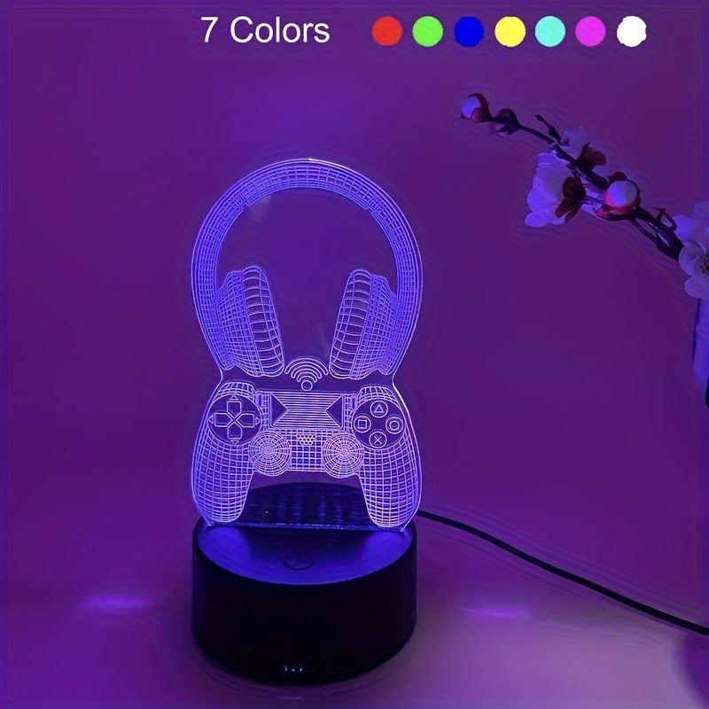 Lámpara de noche con control táctil 3D y luz LED de 7 colores, alimentada por USB, para decoración de dormitorio y sala de juegos