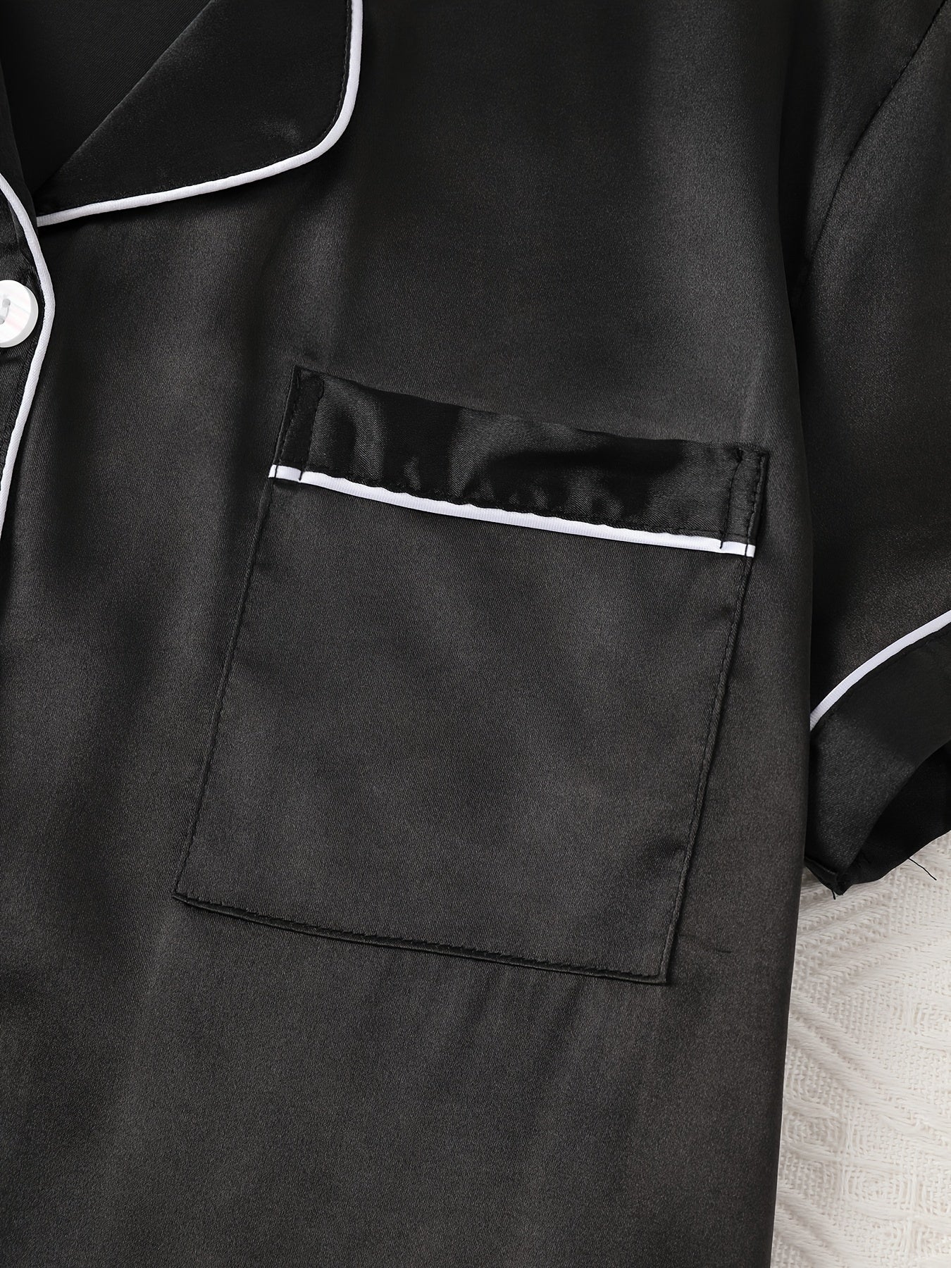 Adult Satin Solid Color Double Shorts Pajama Set