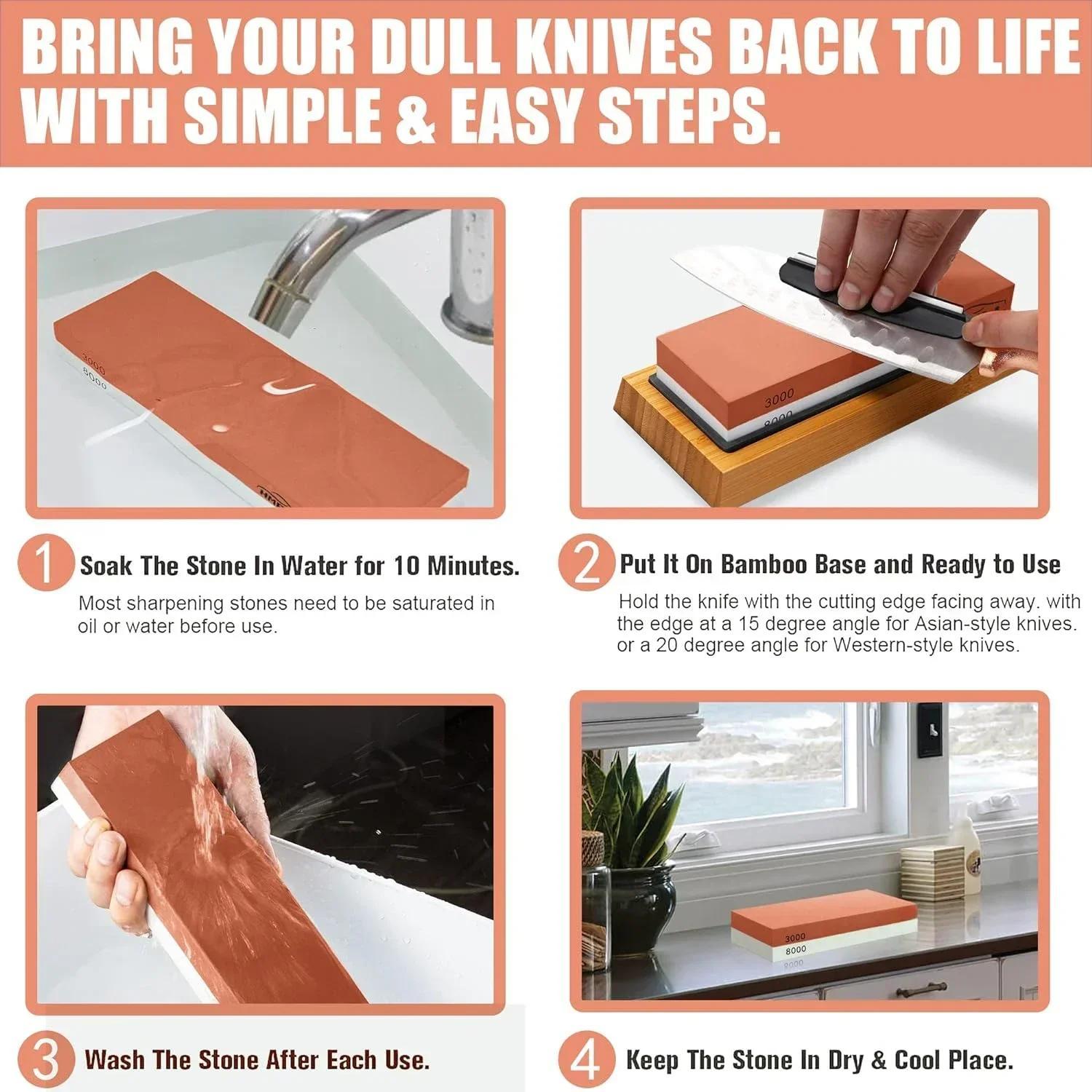 Oshxona pichoqlari va barcha kesish asboblari uchun ikki tomonlama qattiqlashtiruvchi tosh