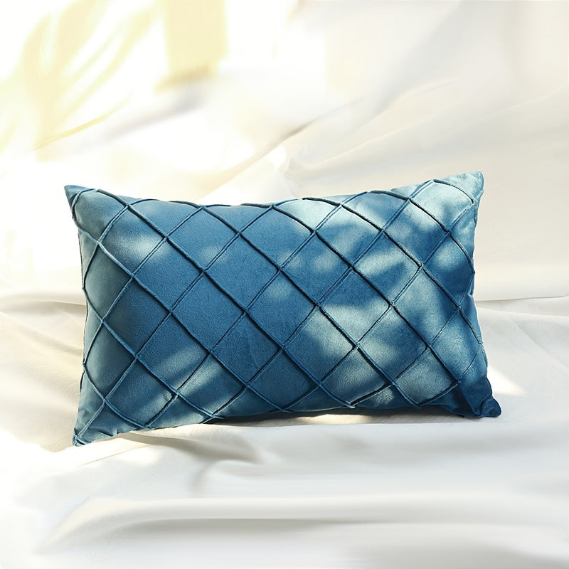 Argyle Polyester Velvet Throw Pillow Cover for Sofa Couch Living Room Decor