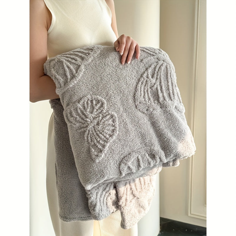 Manta de felpa de doble cara de color sólido con jacquard de franela para siestas