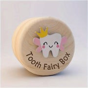 Wooden Keepsake Box Carved with 3D Tooth Elf Design for Small Items Storage