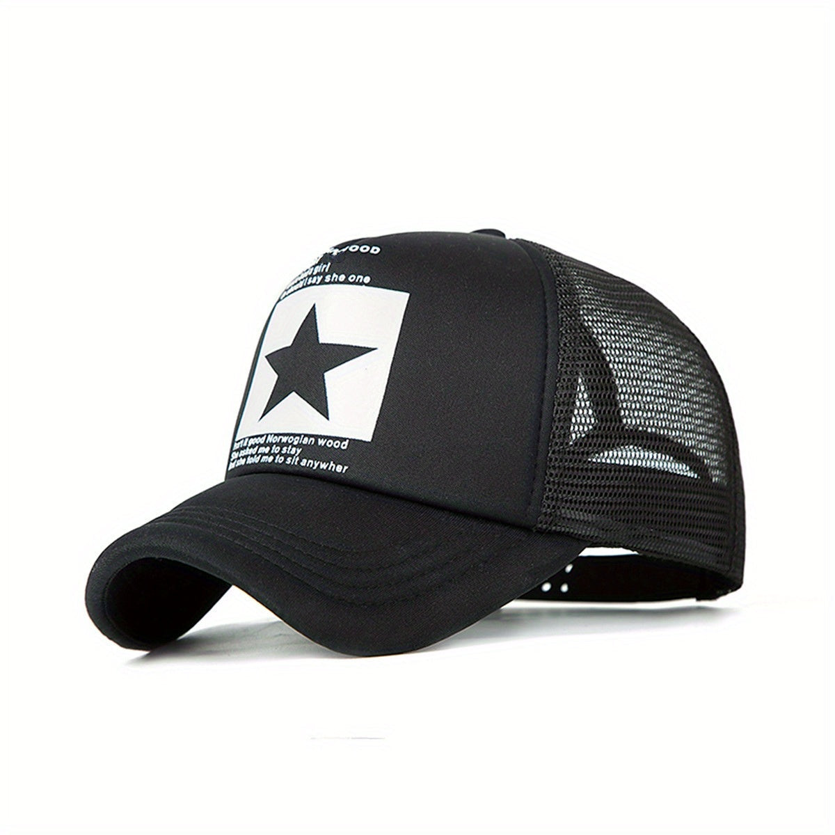 Mesh Baseball Cap with Thin Pentagram Pattern for Summer Wear