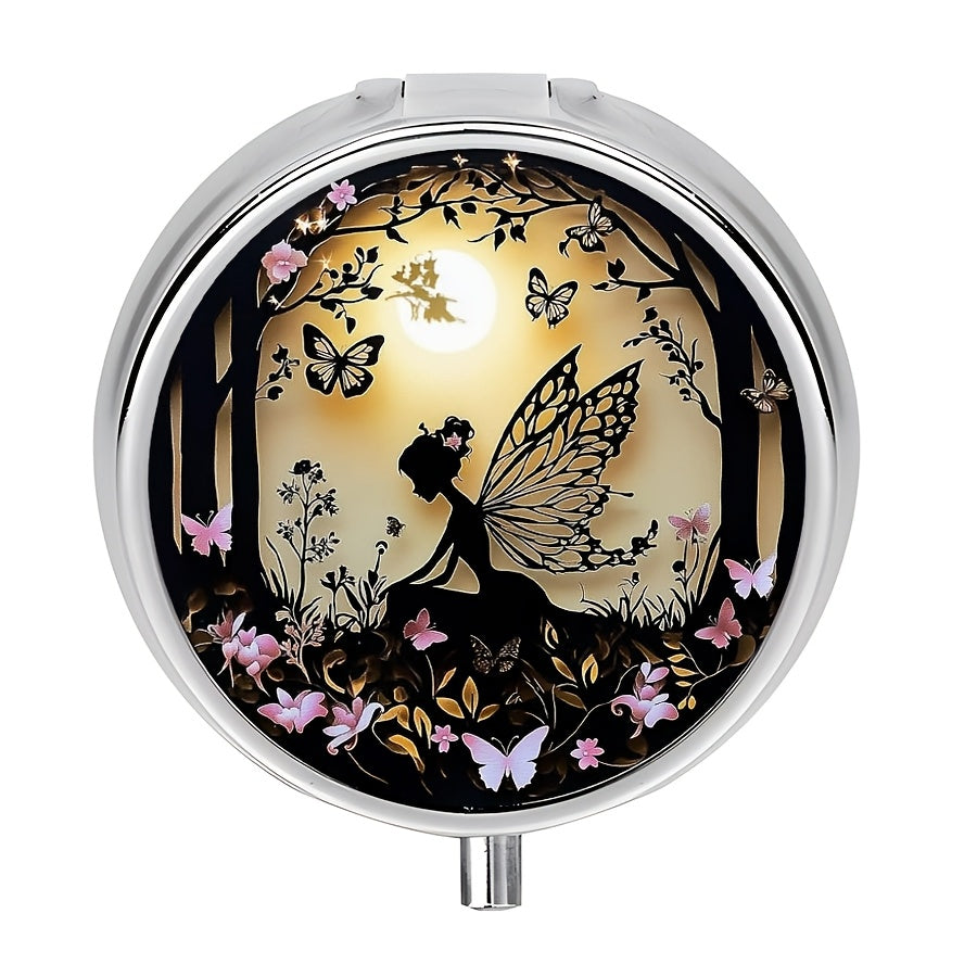 Women Butterfly Fairy Pill Box 3 Compartment Portable Travel Medicine Organizer