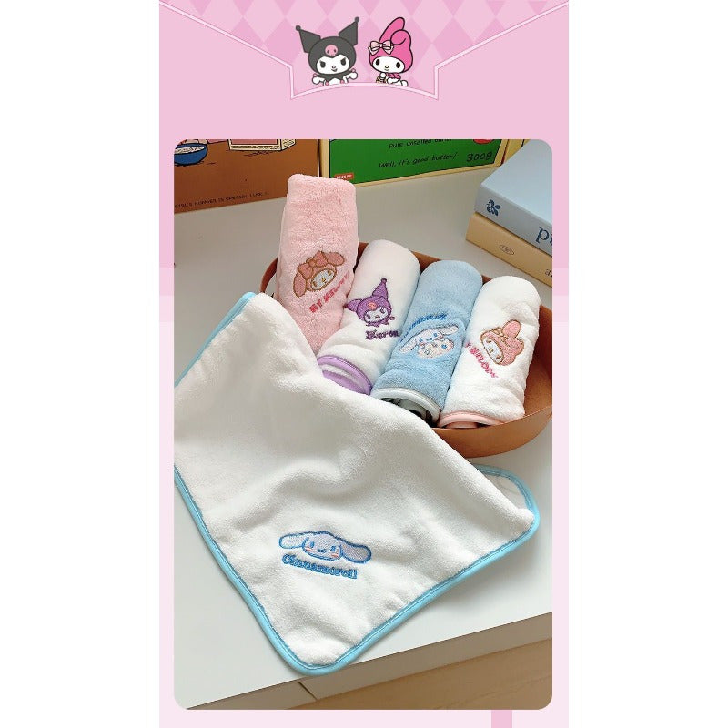 Toalla de felpa coral con patrón a rayas y diseño de Kuromi My Melody Ginkgo Square 280 GSM