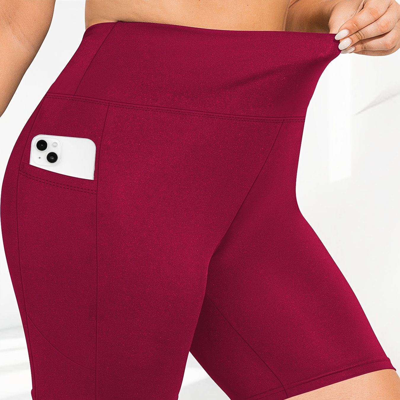 Женские шорты для йоги с высокой талией и карманами, дышащие с эластичной тканью