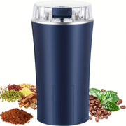 Molino de café eléctrico con enchufe EU y cuchara de cepillo, acero inoxidable, adecuado para granos