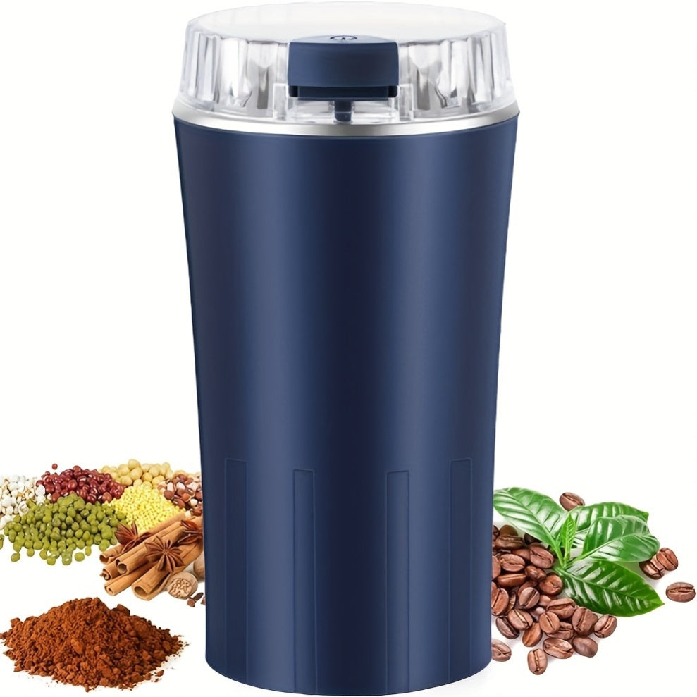 Molino de café eléctrico con enchufe EU y cuchara de cepillo, acero inoxidable, adecuado para granos