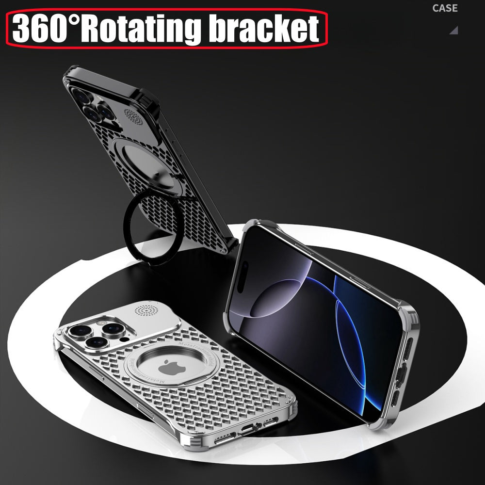 Titanium Luxury Phone Case for iPhone Shockproof Airbags Ultra-Thin Metal Bumper Wireless Charging