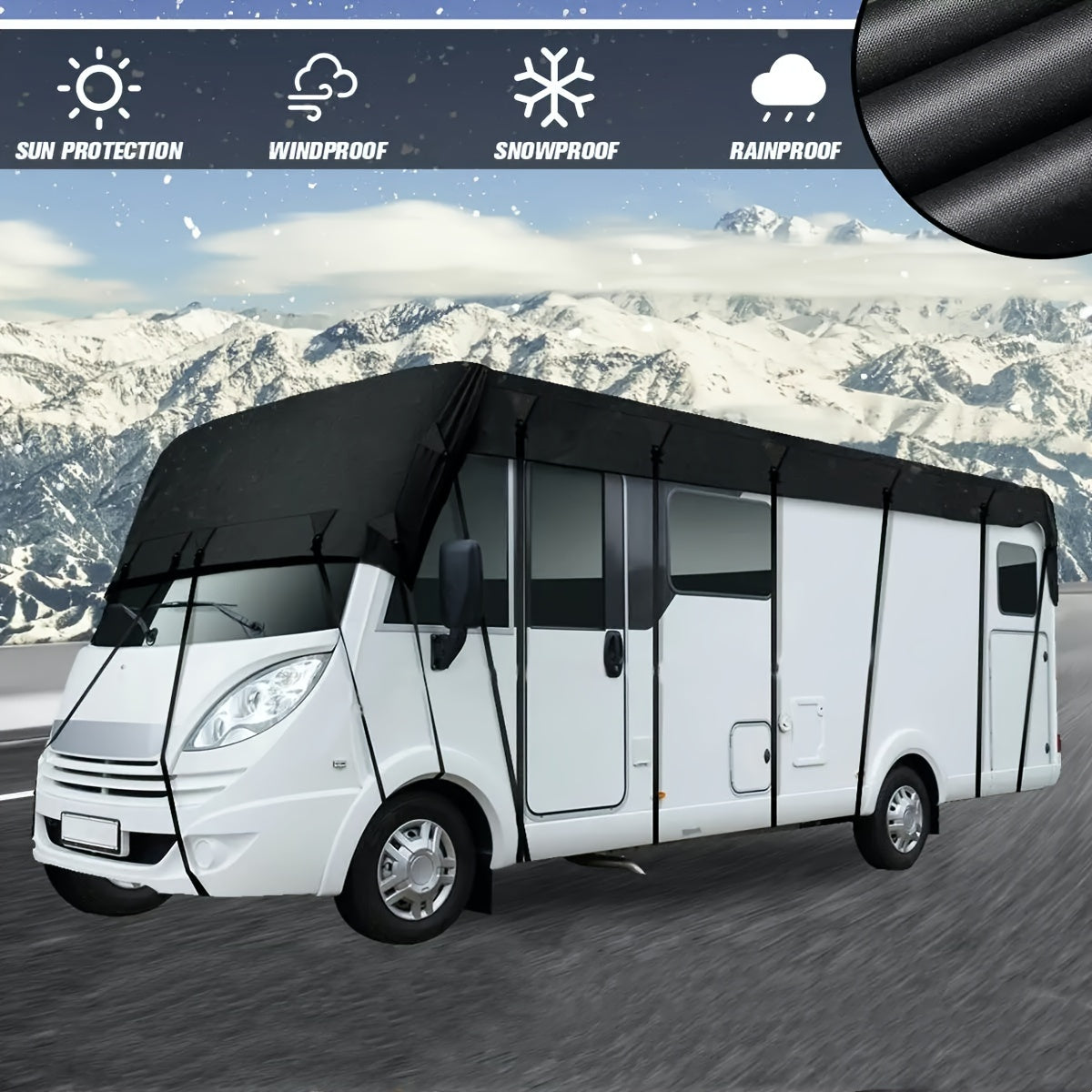 RV Camper Roof Cover Tarp 210D Waterproof Dust-Proof UV Sunshade 12x12 ft