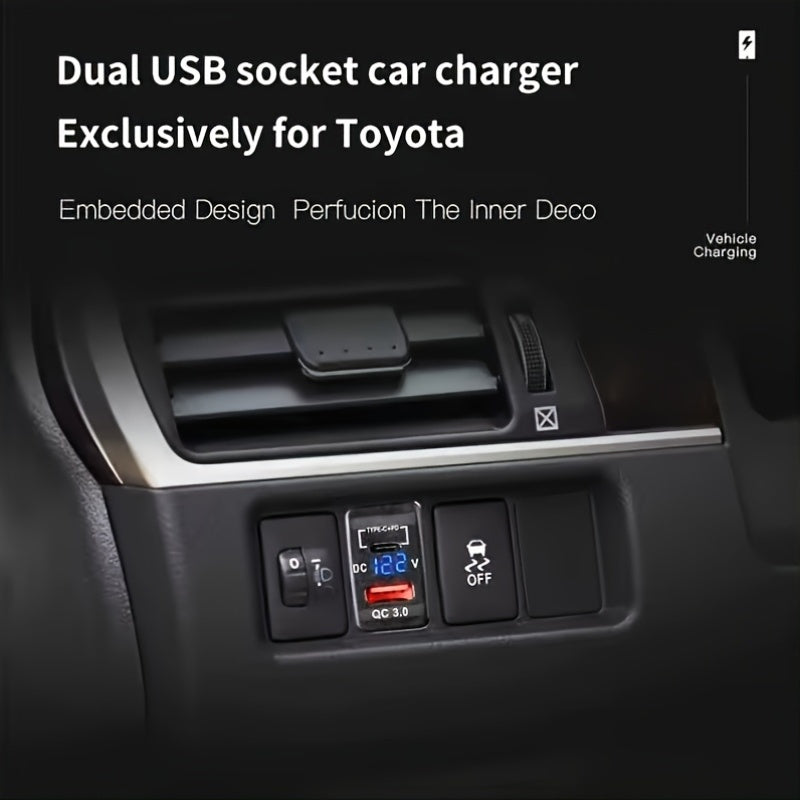 Universal Matte Finish Dual USB Charger Socket for Toyota Vehicles