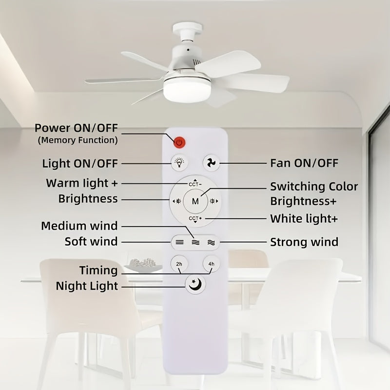 Ceiling Fan Light with Adjustable Lighting and Remote Control Easy Installation