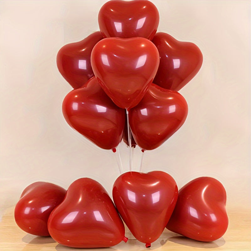 Red Heart-Shaped Balloons for Celebrations, 30 Pack