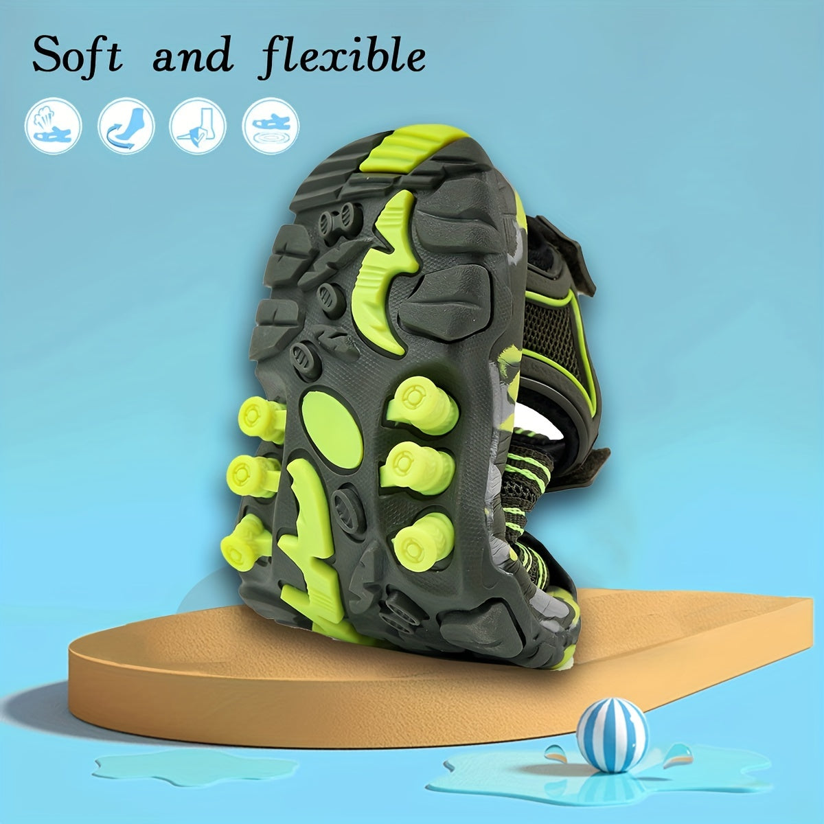 Kids' Camo Sports Sandals Closed Toe Hook-and-Loop Strappy Beach Pool Spring Summer