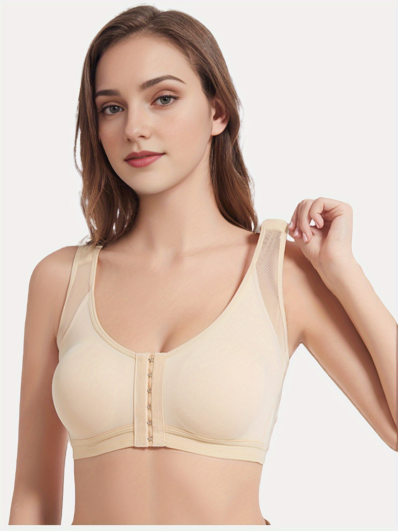 Plus o'lcham ayollar sport bralari Nilon Spandex bir rangli nafas oladigan tarmoq