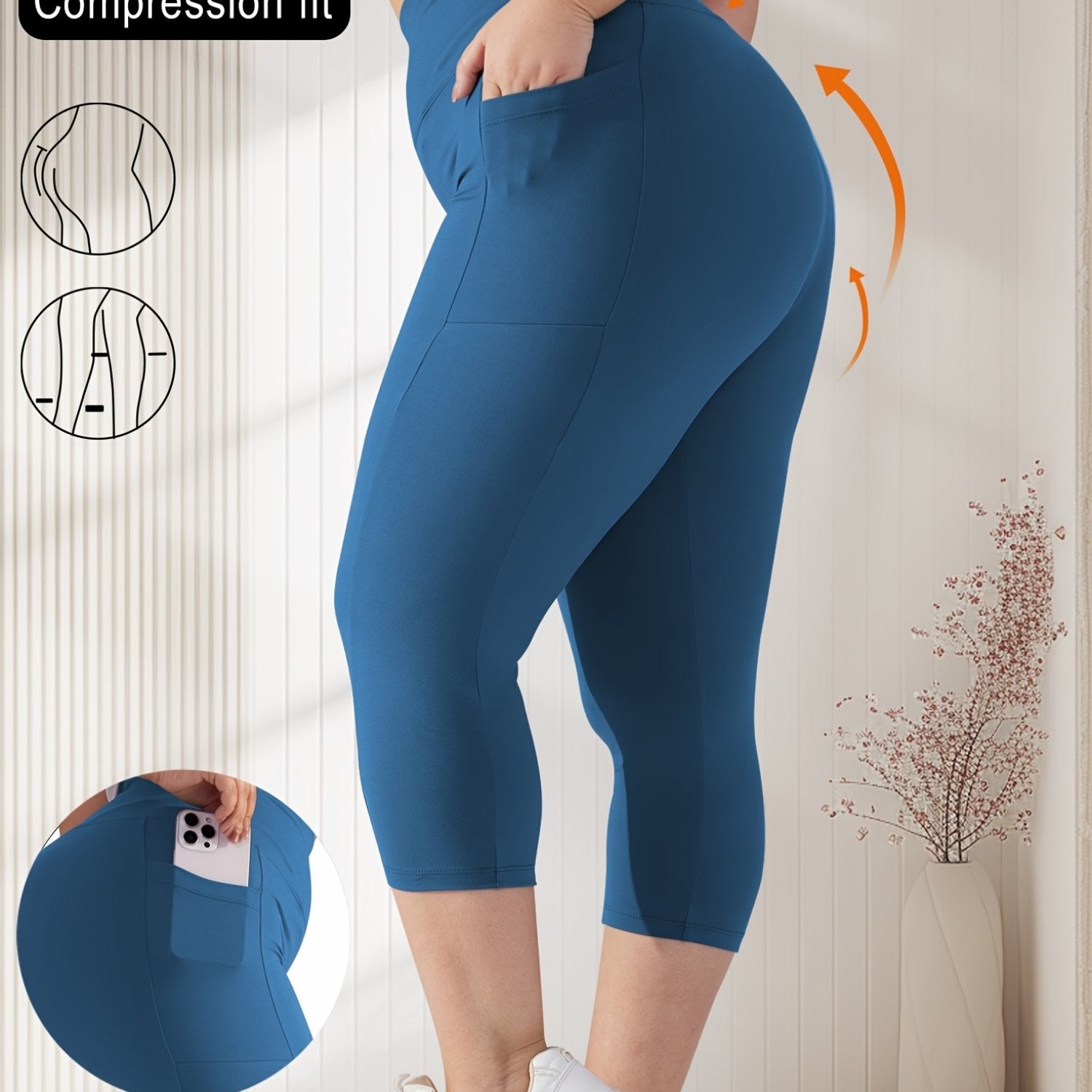 Plus Size Women's Skinny Capris Leggings Casual Crop Spring Summer