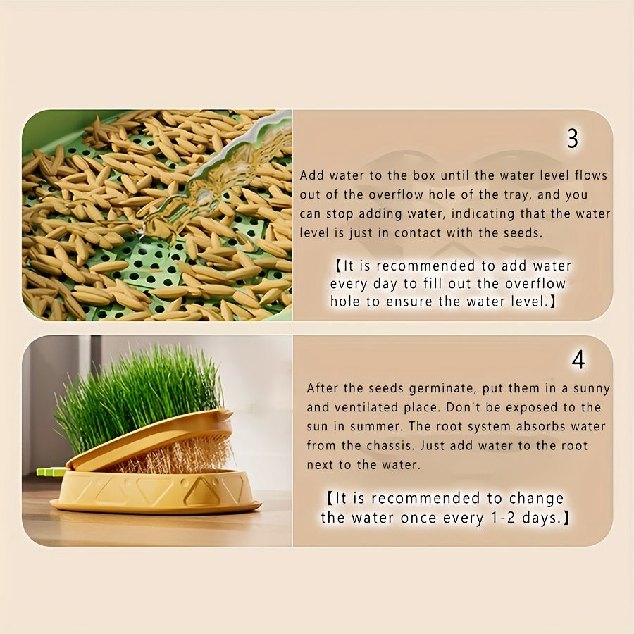 Plastic Cat Grass Growing Tray Dual-Layer Polished Finish Lightweight Pet Supply