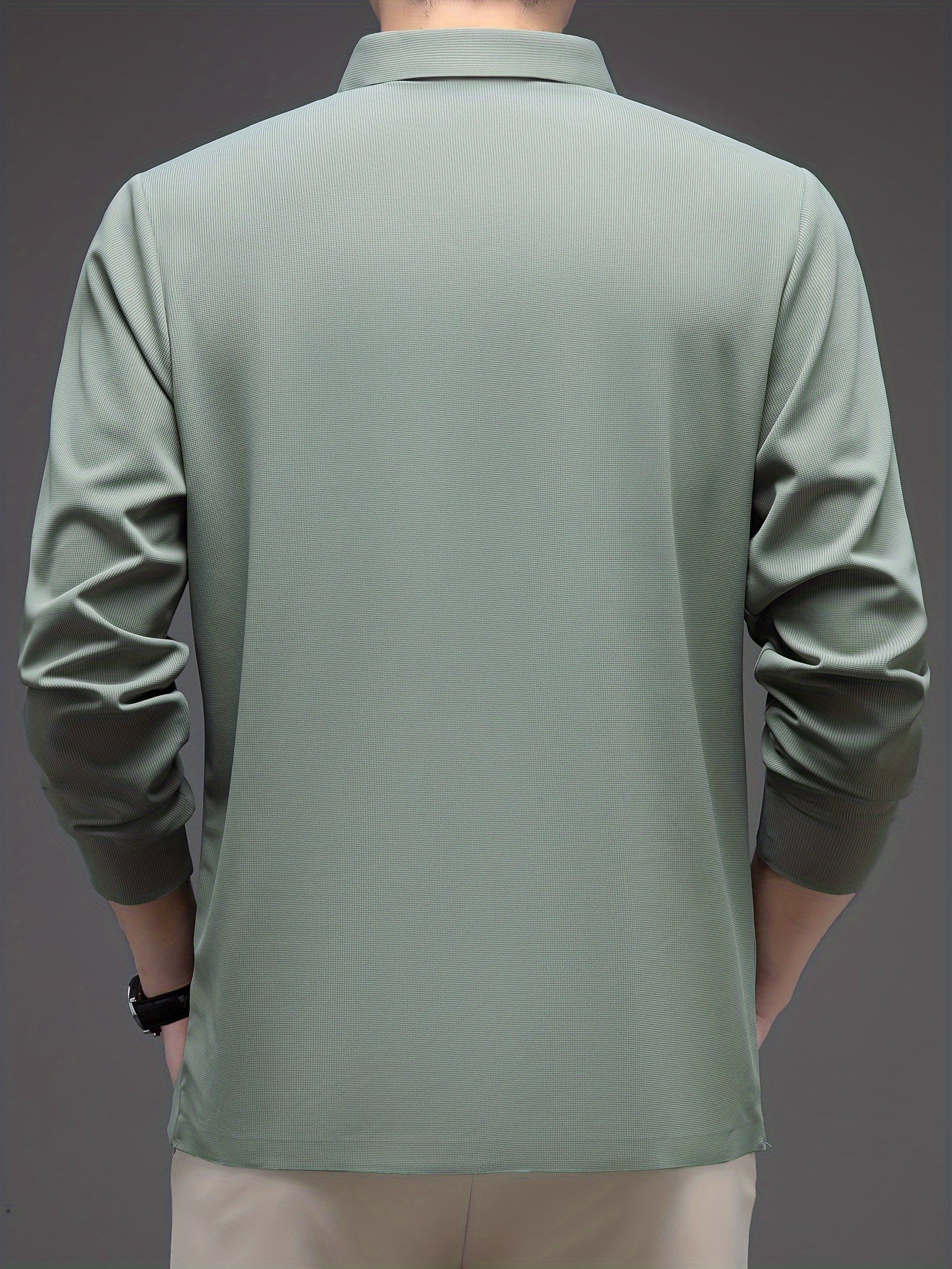 Camisa de manga larga ligera para hombre, transpirable, de poliéster, para golf y uso casual