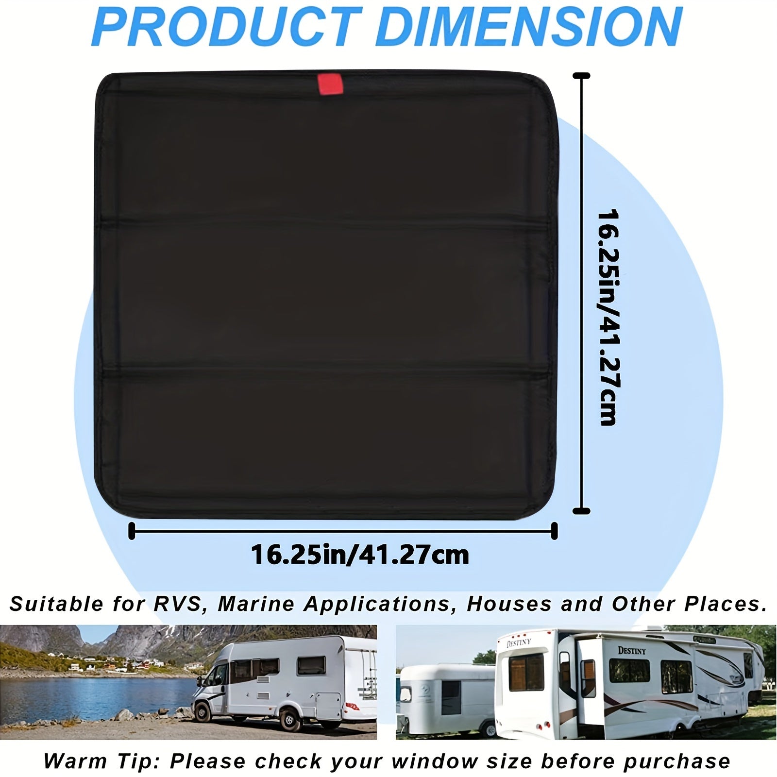 RV Blackout Sunshade Curtain for Windows Privacy Block Camping Trailer