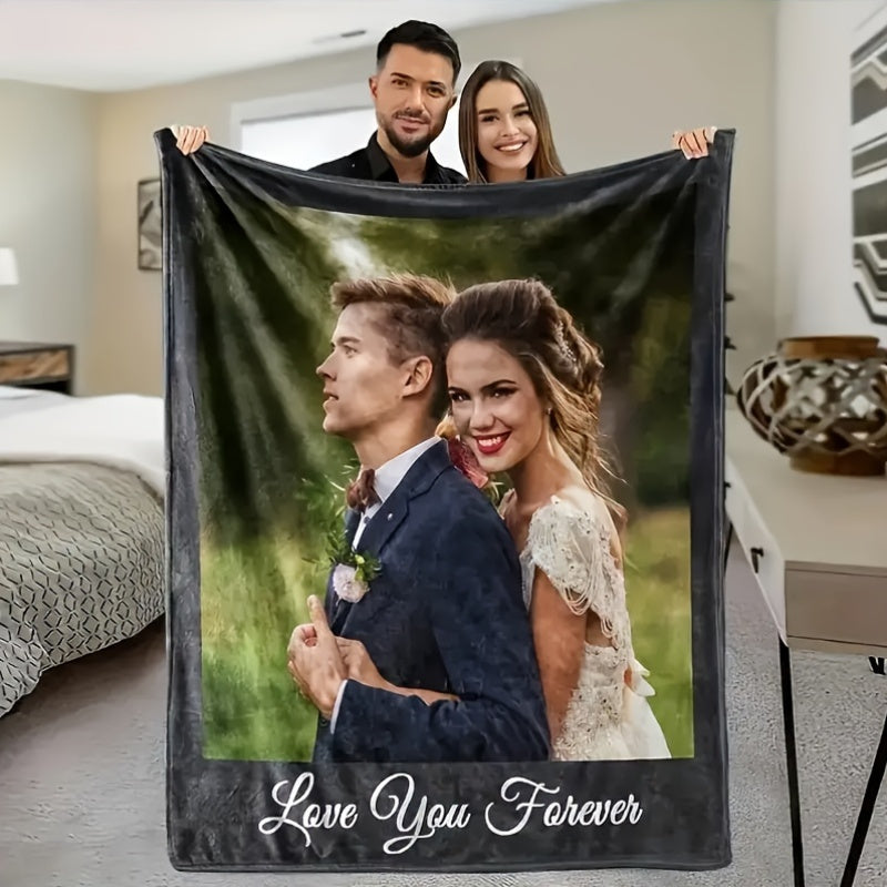 Customizable Digital Print Flannel Blanket with Love You Forever Text for All Seasons