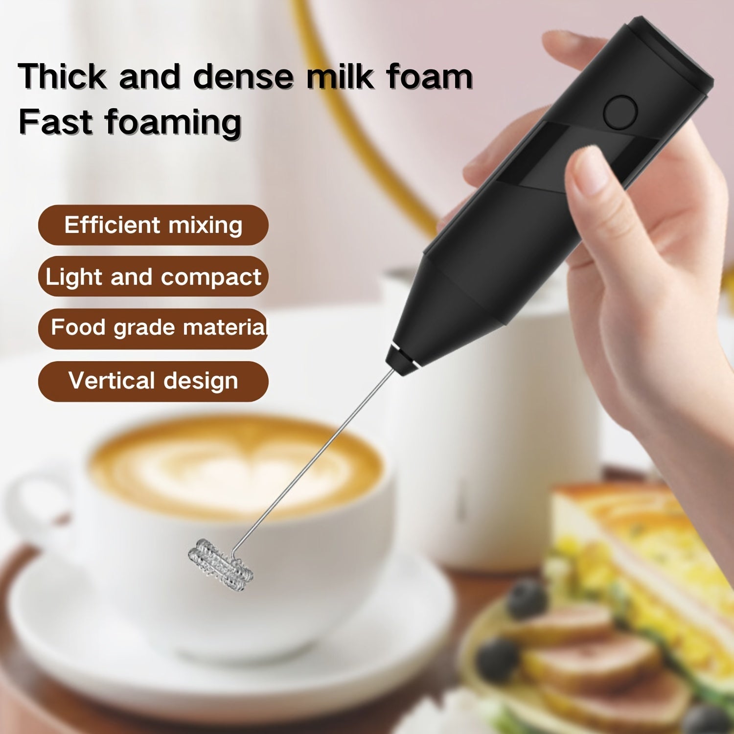 Handheld Electric Mixer with 2 AA Batteries Stainless Steel and Plastic