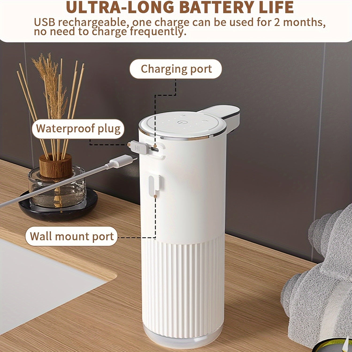 Dispensador de jabón de espuma de plástico 360ml dispensador ajustable patrón de onda de tiempo para cocina baño hotel