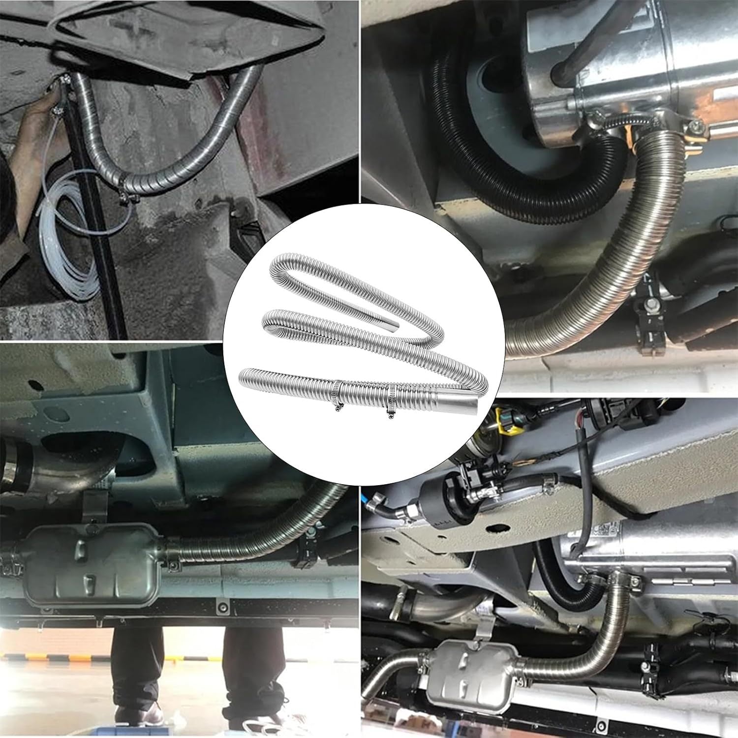 Stainless Steel Diesel Heater Exhaust Pipe Flexible Tail Exhaust Hose with Clamps