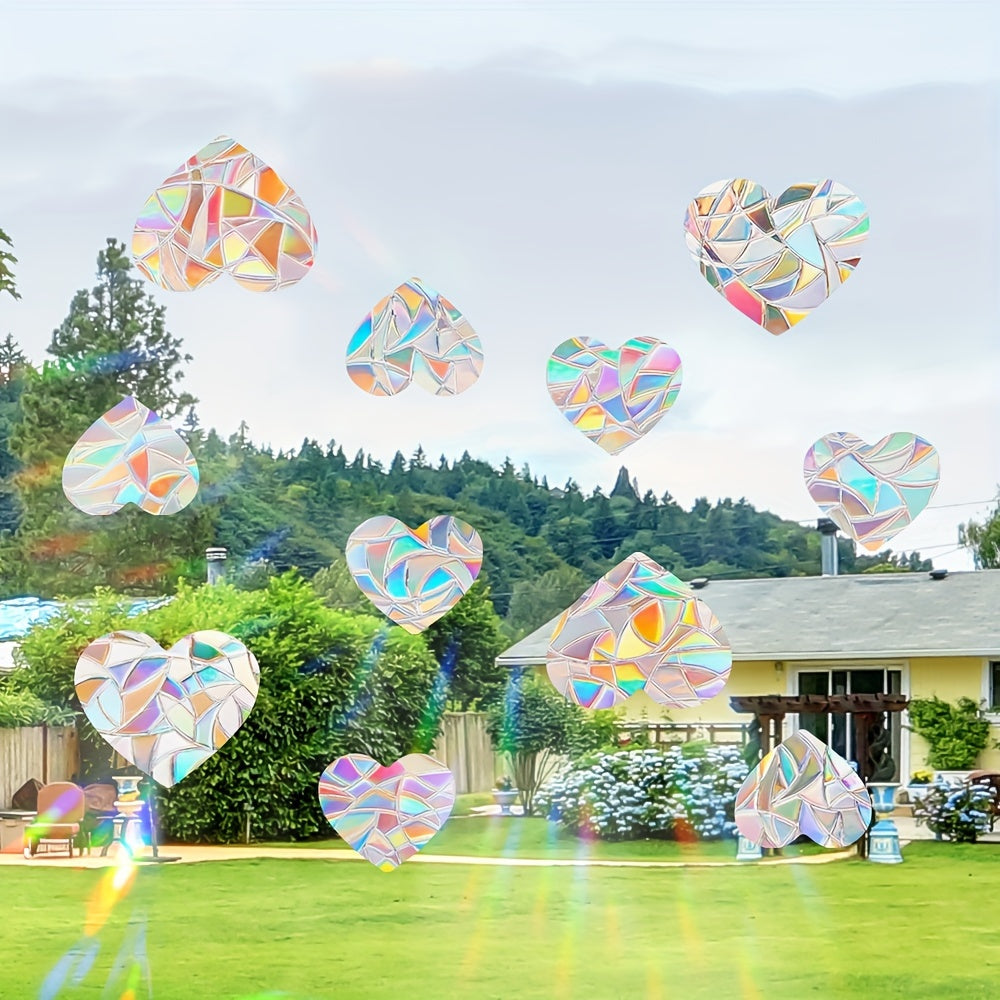 Contemporary Geometric Rainbow Window Film Set Anti-Collision PVC Clings Decals