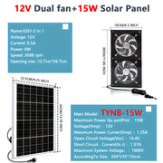 Panel solar de 15W con 2 ventiladores de escape de alta velocidad para áticos, cobertizos, caravanas y gallineros