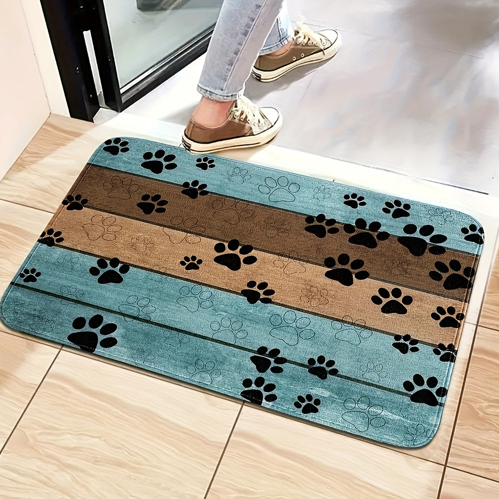 Dog Paw Print Door Mat Absorbent Quick-Drying Entryway Bathroom Living Room Decor