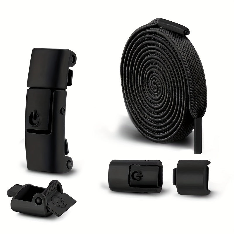 Unisex Adjustable Elastic Shoelaces with Button Closure Black or Brown